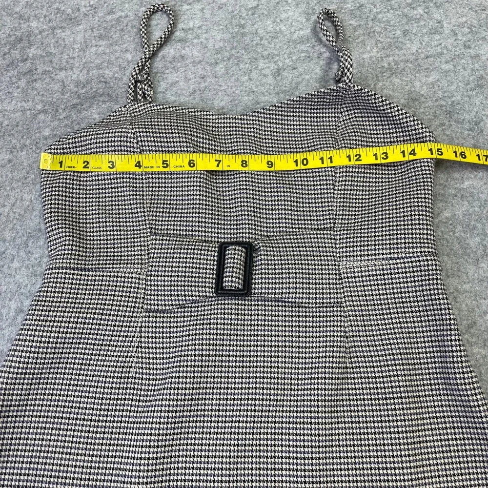 Free People Houndstooth Mini Dress Buckle Waist Spaghetti Strap Size 4